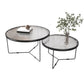 Round Clear Glass Cocktail Table Set Contemporary Cross Legs Coffee Table in Black