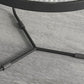 Round Clear Glass Cocktail Table Set Contemporary Cross Legs Coffee Table in Black