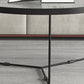 Round Clear Glass Cocktail Table Set Contemporary Cross Legs Coffee Table in Black