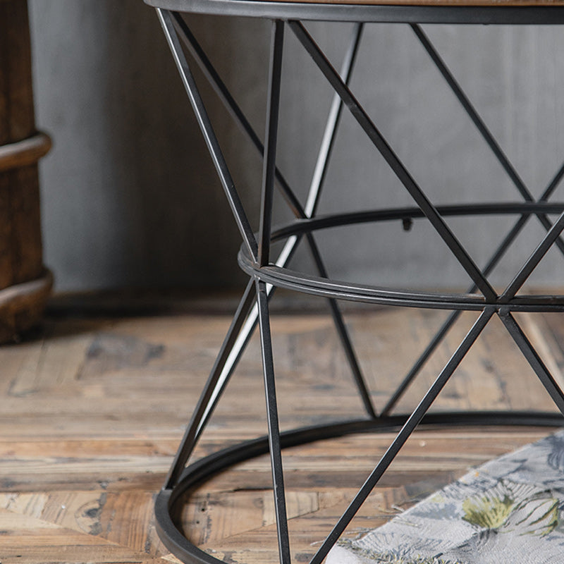 Frame French Country Round Coffee Table Distressed Wood Cocktail Table Clearhalo 'Coffee & Accent Tables' 'Coffee Tables' 'coffee_tables' 'furn' 'furn_coffee_tables' 'Furniture' 'Living Room Furniture' 6013941