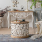 Drum Shaped Coffee Table French Country Distressed Wood Cocktail Table 26"L x 26"W x 21"H Clearhalo 'Coffee & Accent Tables' 'Coffee Tables' 'coffee_tables' 'furn' 'furn_coffee_tables' 'Furniture' 'Living Room Furniture' 6013971