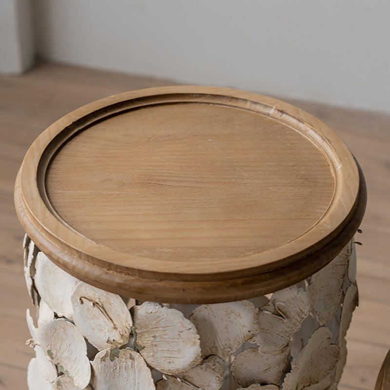 Drum Shaped Coffee Table French Country Distressed Wood Cocktail Table Clearhalo 'Coffee & Accent Tables' 'Coffee Tables' 'coffee_tables' 'furn' 'furn_coffee_tables' 'Furniture' 'Living Room Furniture' 6013976