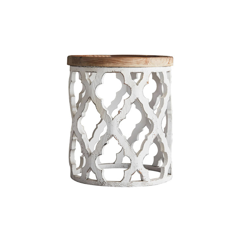 Drum Shaped Coffee Table French Country Distressed Wood Cocktail Table 20"L x 20"W x 22"H Clearhalo 'Coffee & Accent Tables' 'Coffee Tables' 'coffee_tables' 'furn' 'furn_coffee_tables' 'Furniture' 'Living Room Furniture' 6013979