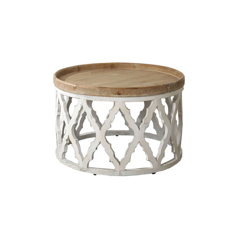 Drum Shaped Coffee Table French Country Distressed Wood Cocktail Table 47.2"L x 47.2"W x 32.7"H Clearhalo 'Coffee & Accent Tables' 'Coffee Tables' 'coffee_tables' 'furn' 'furn_coffee_tables' 'Furniture' 'Living Room Furniture' 6013981