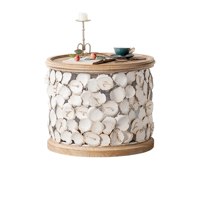 Drum Shaped Coffee Table French Country Distressed Wood Cocktail Table Clearhalo 'Coffee & Accent Tables' 'Coffee Tables' 'coffee_tables' 'furn' 'furn_coffee_tables' 'Furniture' 'Living Room Furniture' 6013982