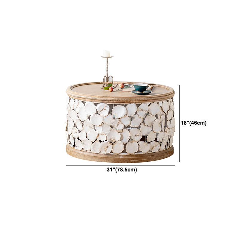 Drum Shaped Coffee Table French Country Distressed Wood Cocktail Table Clearhalo 'Coffee & Accent Tables' 'Coffee Tables' 'coffee_tables' 'furn' 'furn_coffee_tables' 'Furniture' 'Living Room Furniture' 6013983