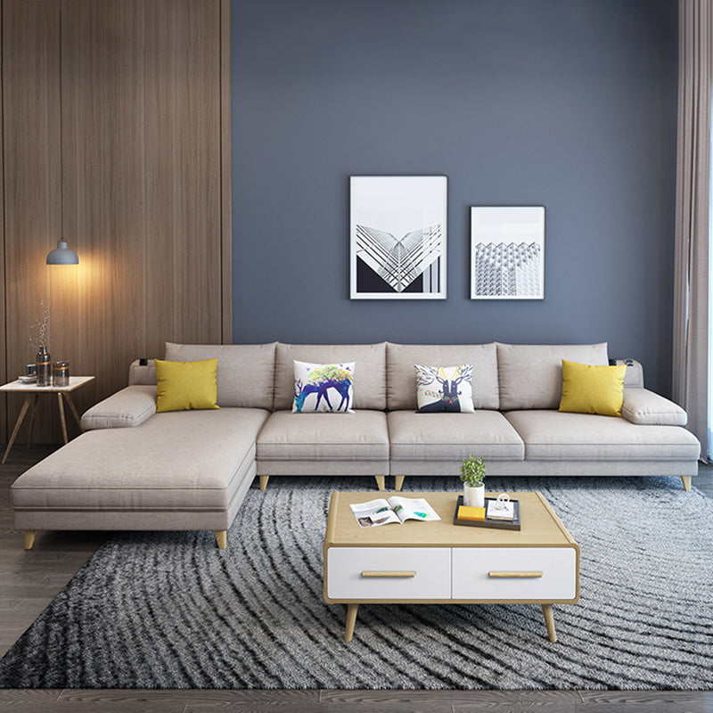 Linnen slipcovered sectional flard arm sectional met opslag