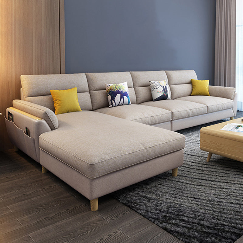 Linnen slipcovered sectional flard arm sectional met opslag