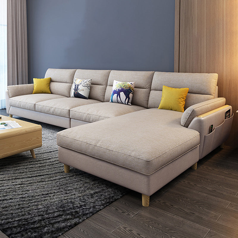 Linnen slipcovered sectional flard arm sectional met opslag