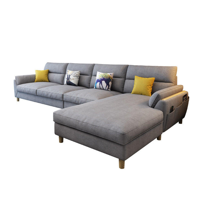 Linnen slipcovered sectional flard arm sectional met opslag