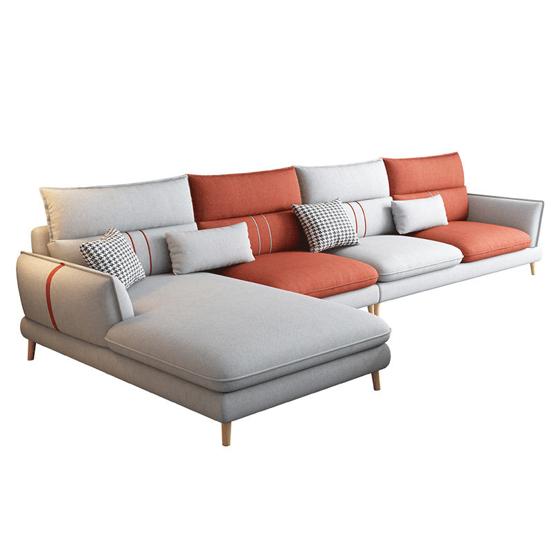 Oreiller en tissu dos sectionnel bras d'évasion des bras avec accents de bois