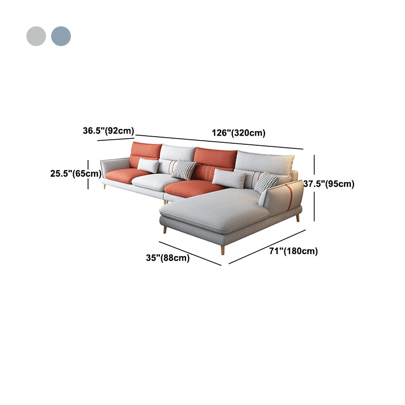 Oreiller en tissu dos sectionnel bras d'évasion des bras avec accents de bois