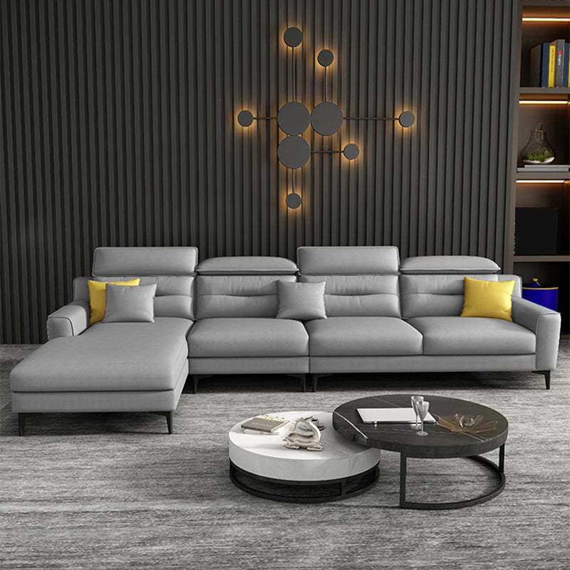 Oreiller sectionnel de bras carré gris dos moderne sectionnelle de 4 places