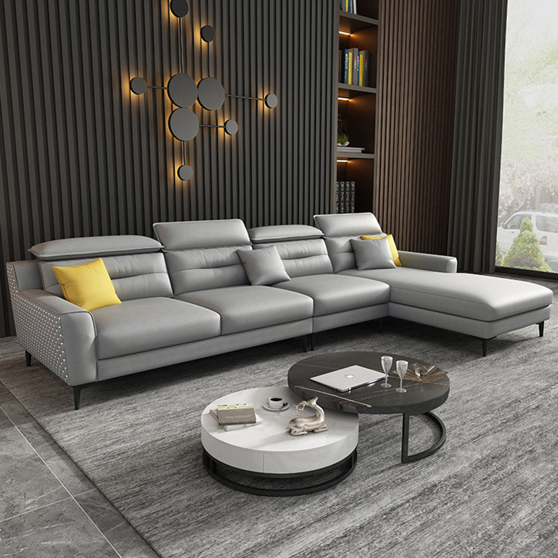 Oreiller sectionnel de bras carré gris dos moderne sectionnelle de 4 places