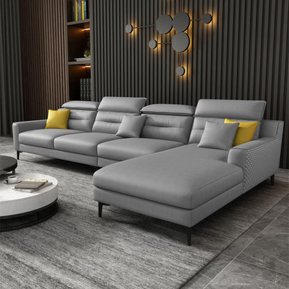 Oreiller sectionnel de bras carré gris dos moderne sectionnelle de 4 places