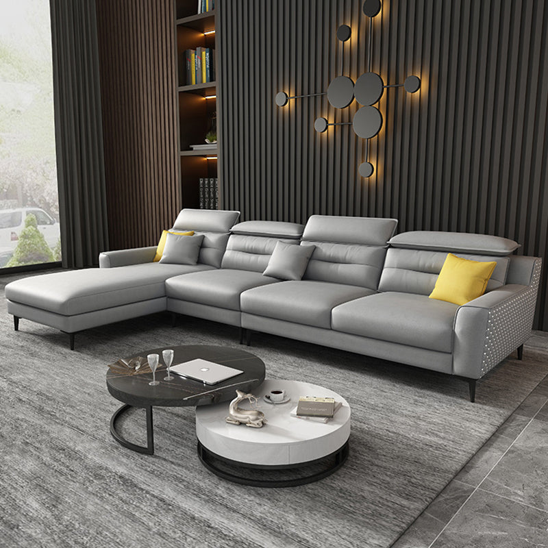 Oreiller sectionnel de bras carré gris dos moderne sectionnelle de 4 places