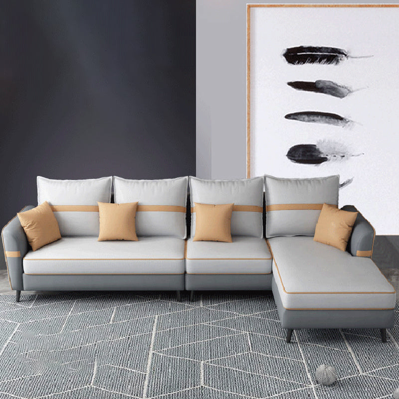 L-vormige 4-zitplaatsen 29.52 "H Sectionele moderne wijd uitlopende arm sectioneel