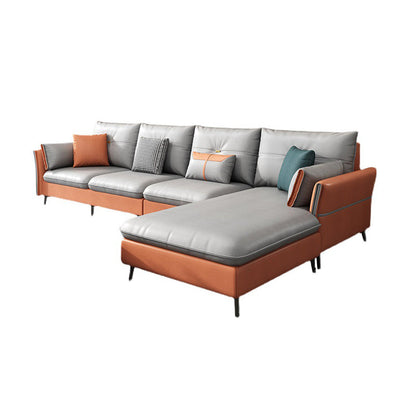 Bras évasé tufted 5 places sectionnel en cuir en cuir pour le salon