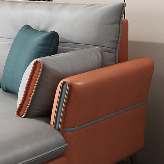 Tufted Flared Arm 5-Seat Sectional Faux Leather Sectional for Living Room