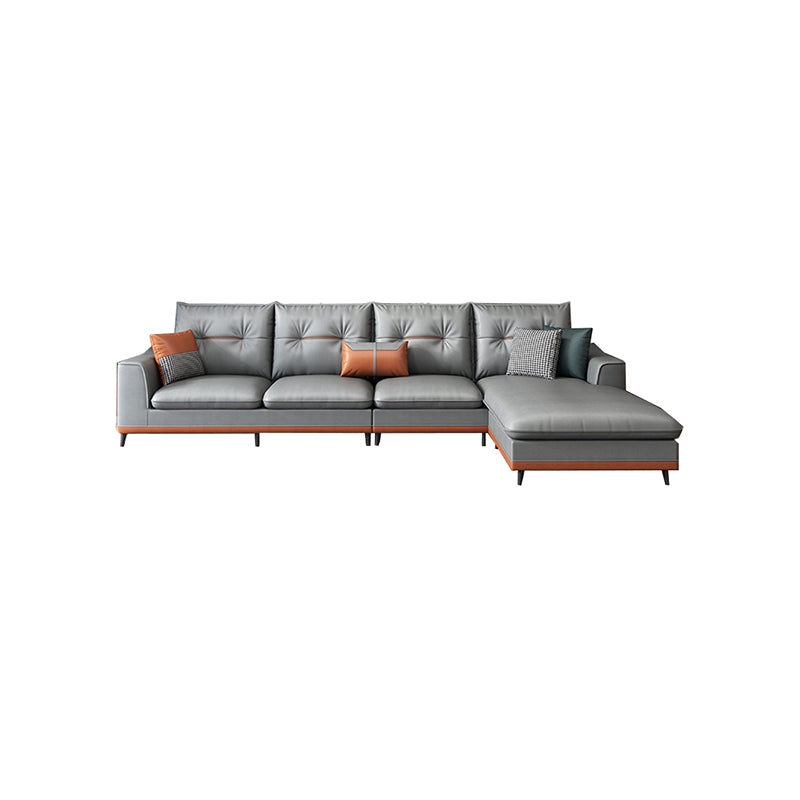 Tufted Modern Sloped Arm Sectional 5-seater Stain-resistant Sectional Gray Sponge Clearhalo 'furn' 'furn_sectionals' 'Furniture' 'Living Room Furniture' 'Sectionals' 6014128