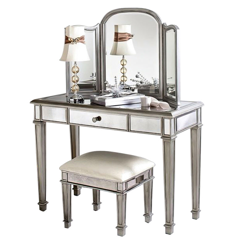 3つの収納引き出し付きスリバーバニティセットガラスメイクアップバニティ、17.71 "幅