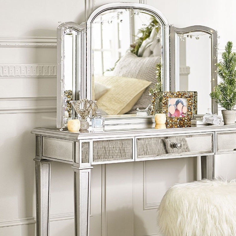 3つの収納引き出し付きスリバーバニティセットガラスメイクアップバニティ、17.71 "幅