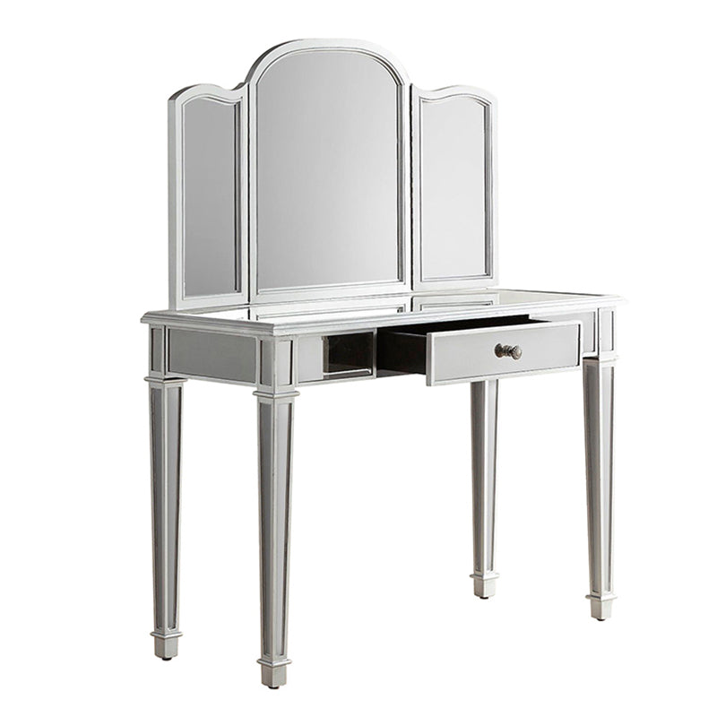 3つの収納引き出し付きスリバーバニティセットガラスメイクアップバニティ、17.71 "幅