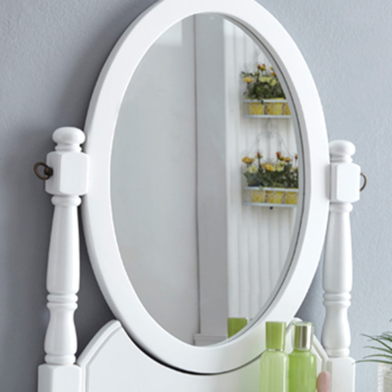 2つの収納引き出しを備えた明るい白い虚栄心ゴムウッドメイクアップバニティ、17.71 "幅