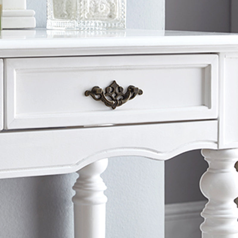 2つの収納引き出しを備えた明るい白い虚栄心ゴムウッドメイクアップバニティ、17.71 "幅