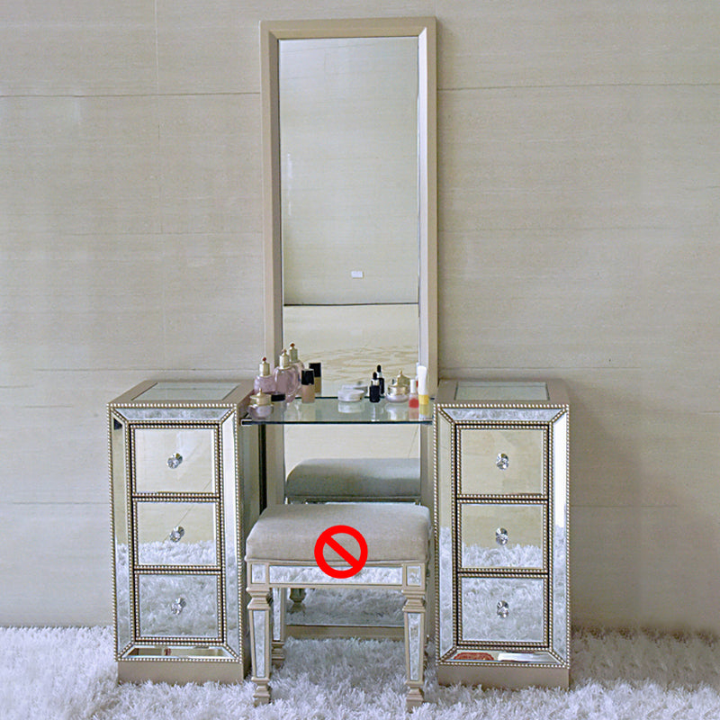 Sliver Glass Vanity Set 15.74" Wide Make-up Vanity with 6 Storage Drawers Makeup Vanity & Mirror Clearhalo 'Bedroom Furniture' 'furn' 'furn_makeup_vanities' 'Furniture' 'Makeup Vanities' 'makeup_vanities' 6014168