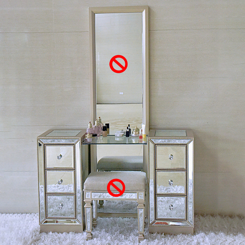 Sliver Glass Vanity Set 15.74" Wide Make-up Vanity with 6 Storage Drawers Makeup Vanity Clearhalo 'Bedroom Furniture' 'furn' 'furn_makeup_vanities' 'Furniture' 'Makeup Vanities' 'makeup_vanities' 6014169