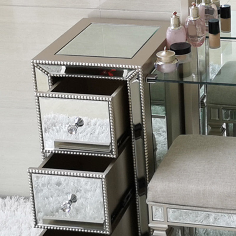 Sliver Glass Vanity Set 15.74" Wide Make-up Vanity with 6 Storage Drawers Clearhalo 'Bedroom Furniture' 'furn' 'furn_makeup_vanities' 'Furniture' 'Makeup Vanities' 'makeup_vanities' 6014174