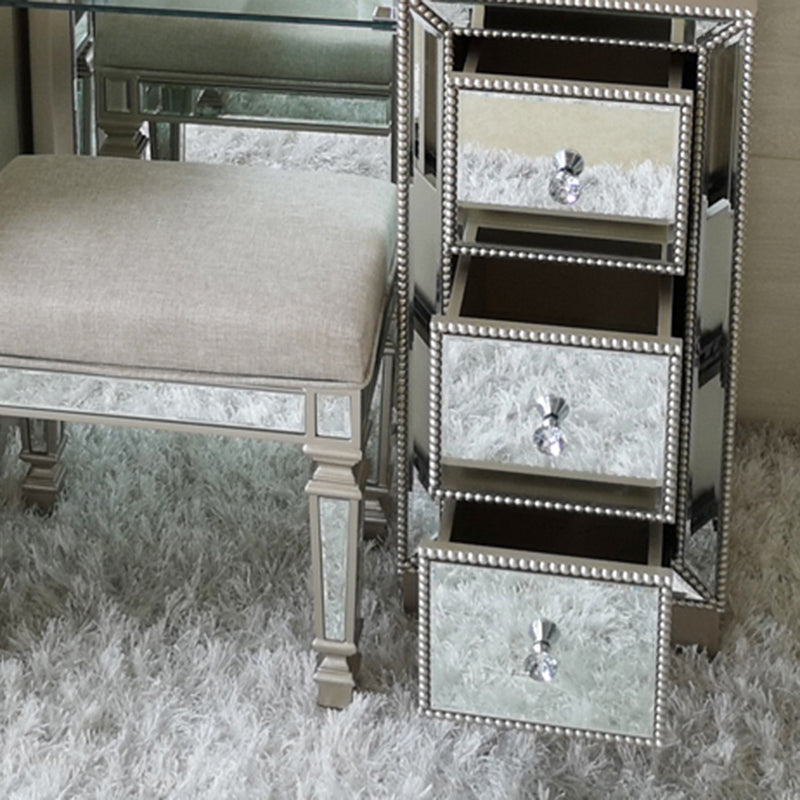 Sliver Glass Vanity Set 15.74" Wide Make-up Vanity with 6 Storage Drawers Clearhalo 'Bedroom Furniture' 'furn' 'furn_makeup_vanities' 'Furniture' 'Makeup Vanities' 'makeup_vanities' 6014177