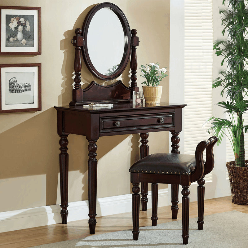 Eiken ijdelheid set make-up 15,74 "brede ijdelheid met lade en spiegel