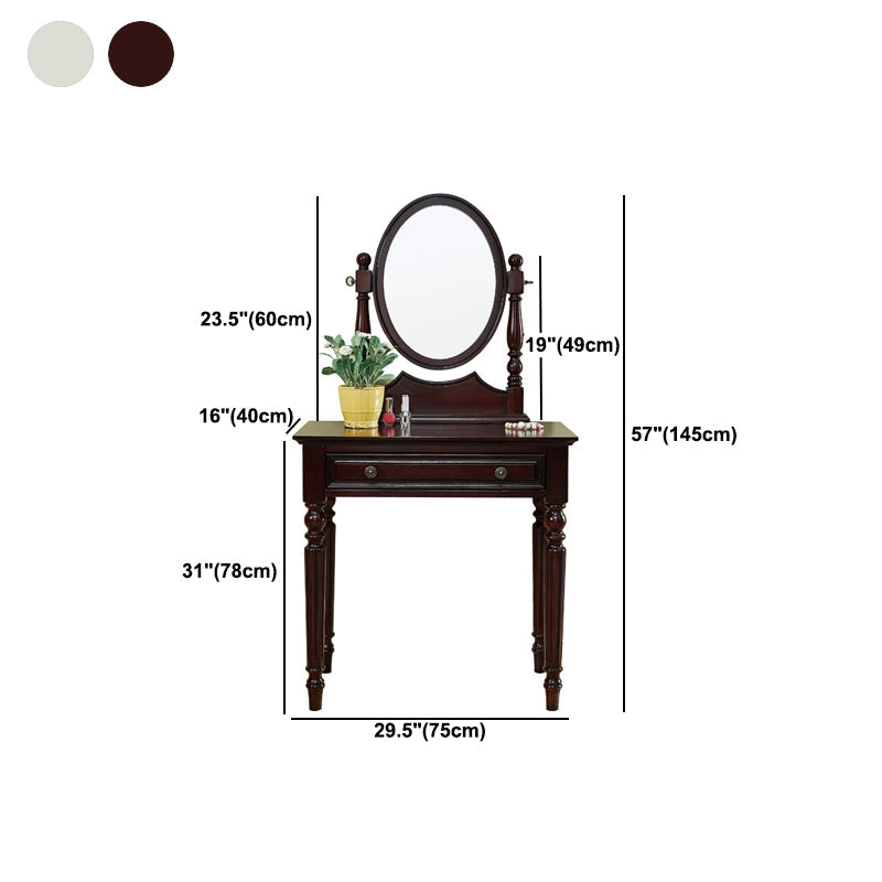 Eiken ijdelheid set make-up 15,74 "brede ijdelheid met lade en spiegel