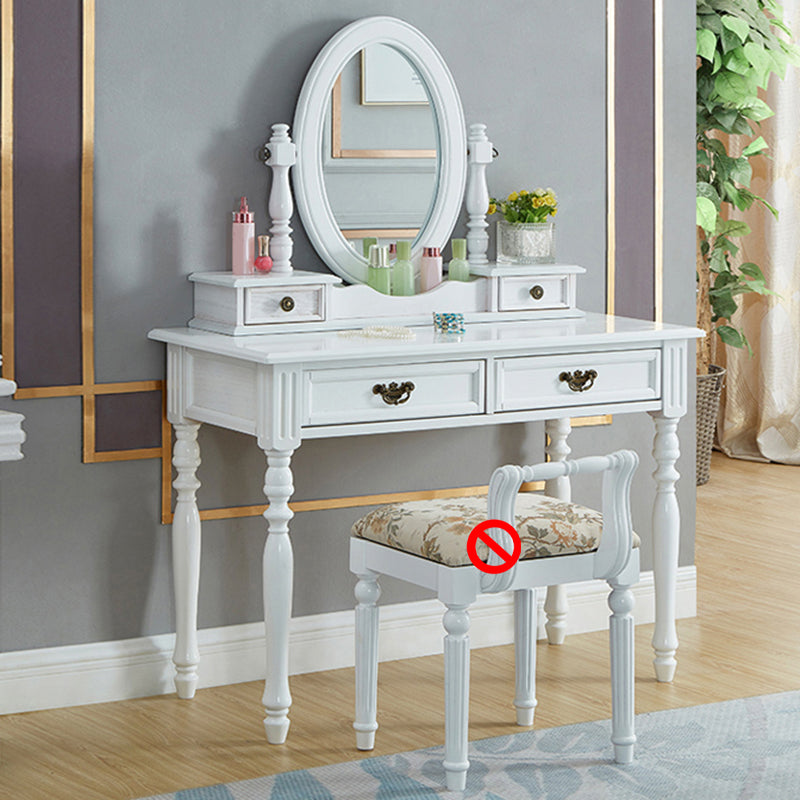 19.68" Wide Rubberwood Vanity Set Make-up Vanity with Drawer and Mirror
