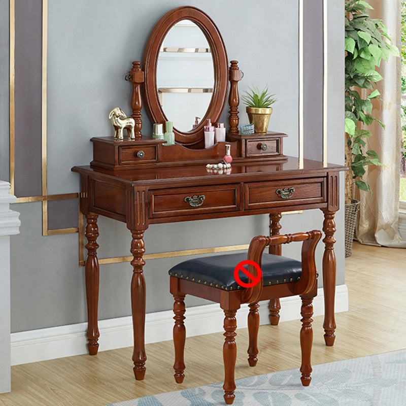 19.68" Wide Rubberwood Vanity Set Make-up Vanity with Drawer and Mirror