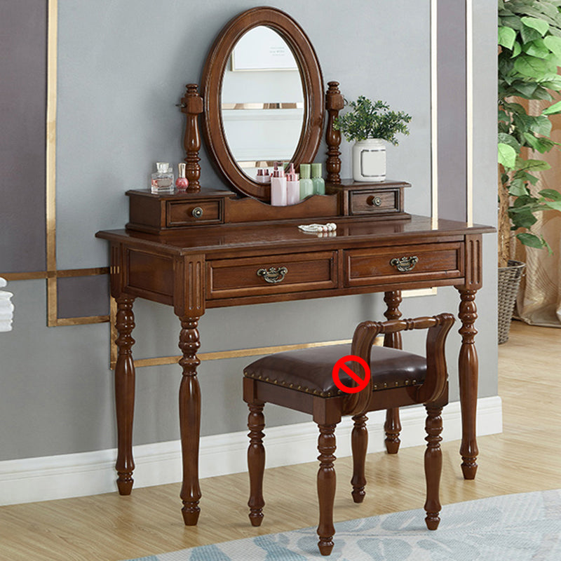 19.68" Wide Rubberwood Vanity Set Make-up Vanity with Drawer and Mirror