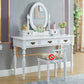 19.68" Wide Rubberwood Vanity Set Make-up Vanity with Drawer and Mirror