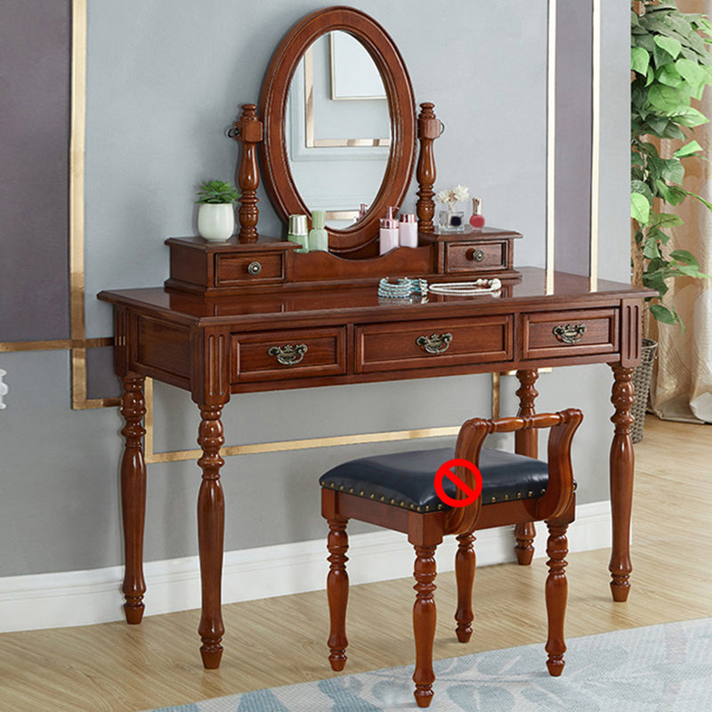 19.68" Wide Rubberwood Vanity Set Make-up Vanity with Drawer and Mirror