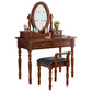 19.68" Wide Rubberwood Vanity Set Make-up Vanity with Drawer and Mirror