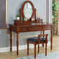 19.68" Wide Rubberwood Vanity Set Make-up Vanity with Drawer and Mirror