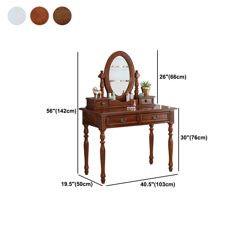 19.68" Wide Rubberwood Vanity Set Make-up Vanity with Drawer and Mirror