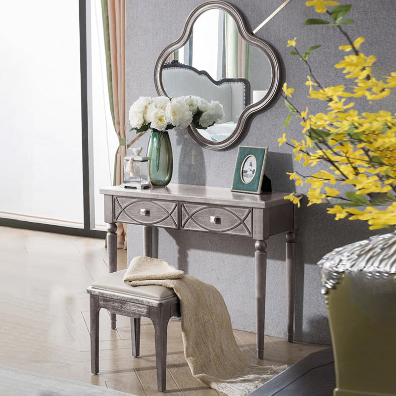 Eiken ijdelheid set met ontlasting grijze ijdelheid met lade en spiegel