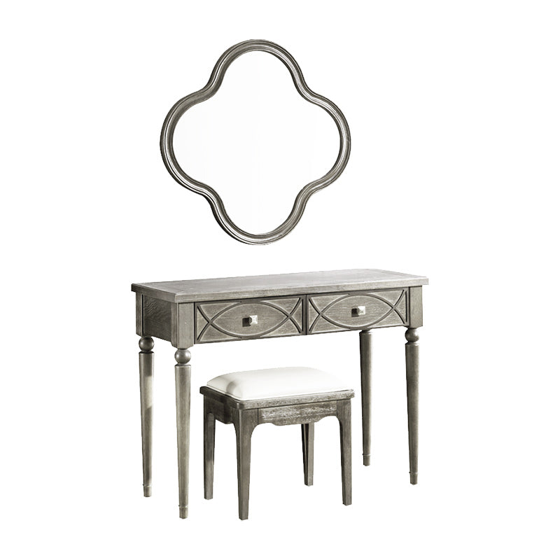 Eiken ijdelheid set met ontlasting grijze ijdelheid met lade en spiegel