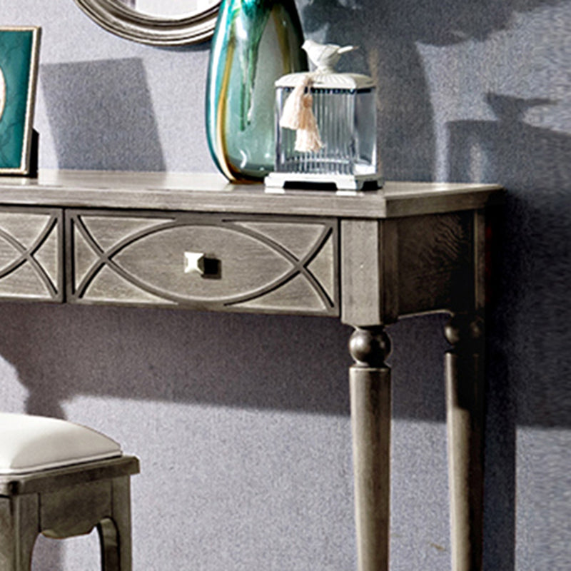 Eiken ijdelheid set met ontlasting grijze ijdelheid met lade en spiegel