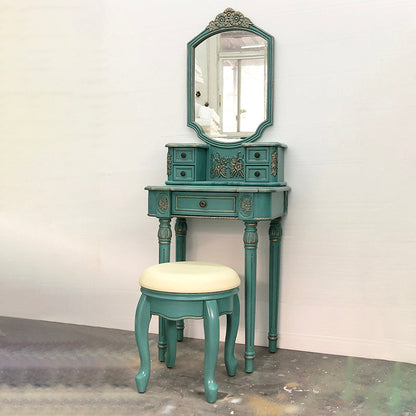 Eiken ijdelheid set met ontlasting 64.17 "Hoge ijdelheid met lade en spiegel