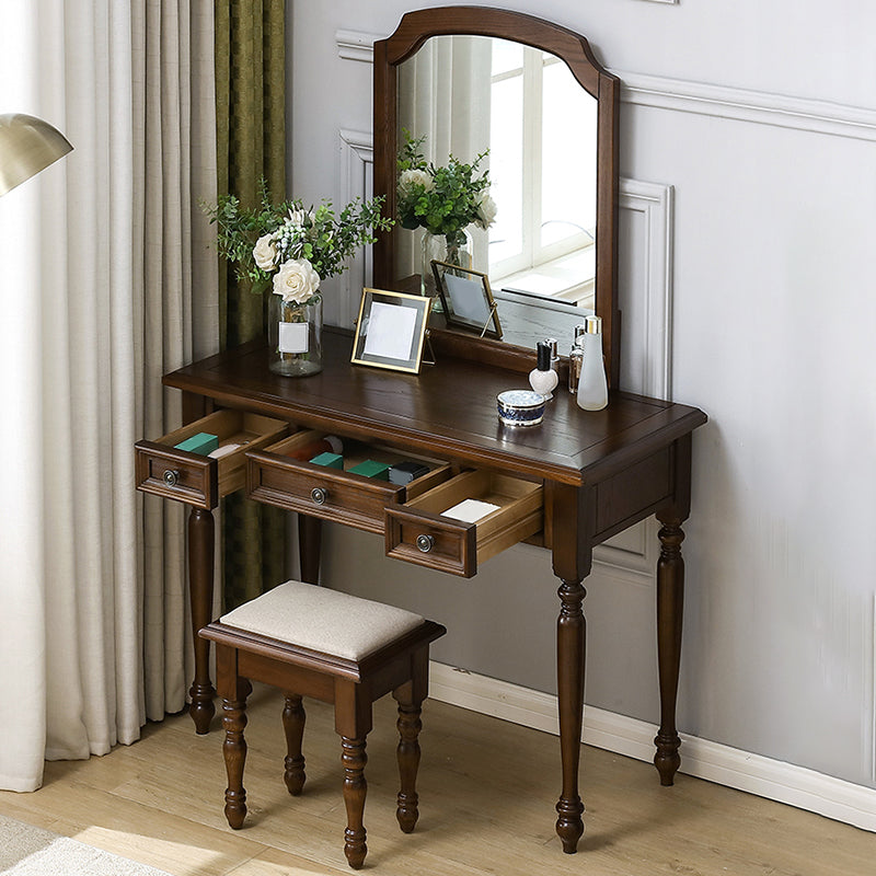 鏡付きのブラウンアッシュバニティセット58.26 "引き出し付きの高虚栄心