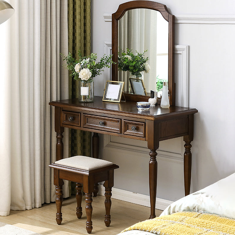 鏡付きのブラウンアッシュバニティセット58.26 "引き出し付きの高虚栄心