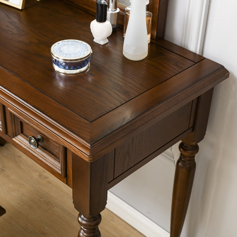 鏡付きのブラウンアッシュバニティセット58.26 "引き出し付きの高虚栄心